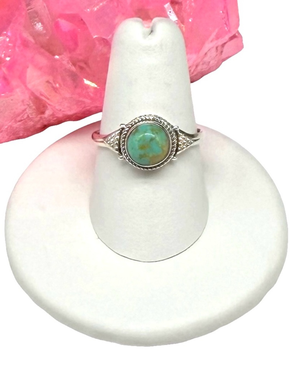 Arizona Mohave Turquoise Ring Size 8 Solid 925 Sterling Silver